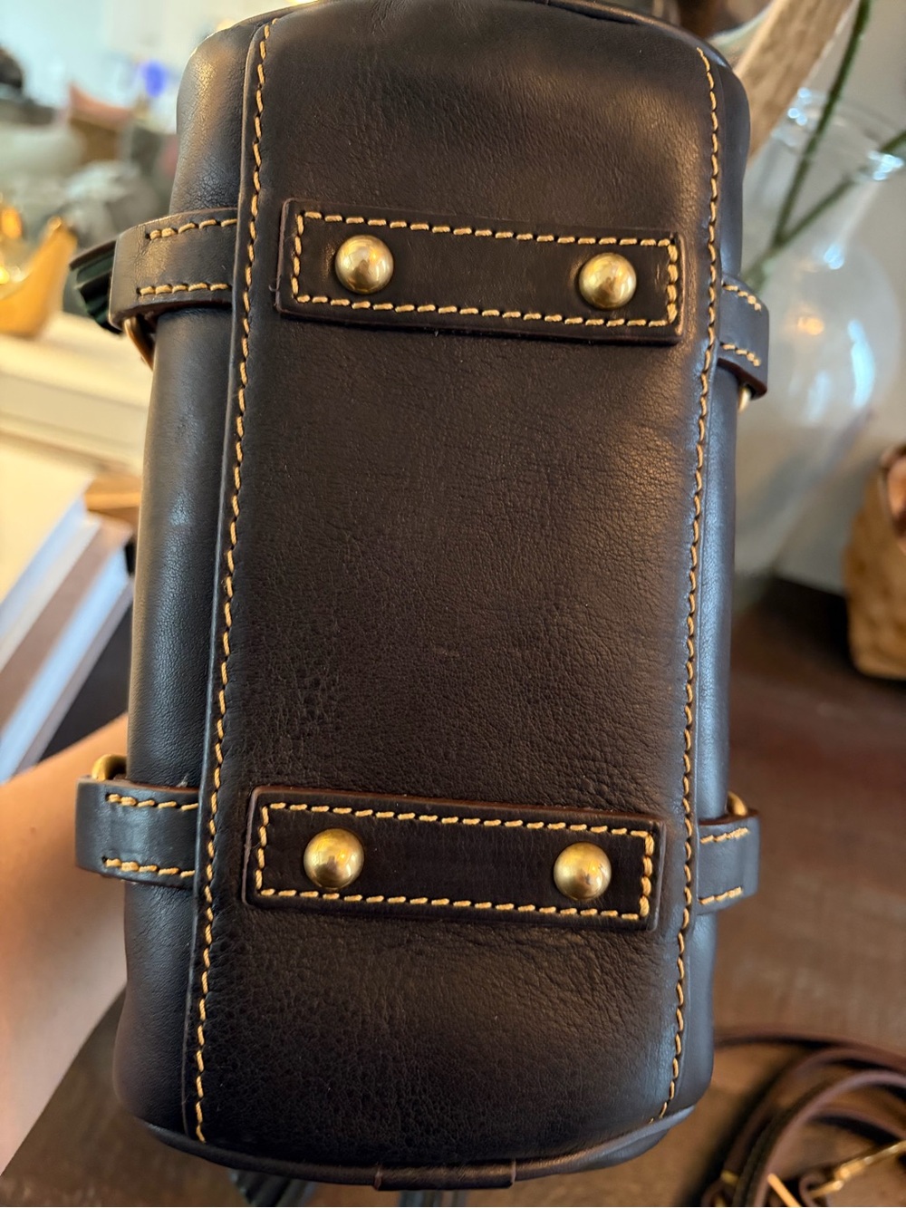 Dooney & Bourke Navy Florentine Leather Nano Satchel - Picture 3 of 10